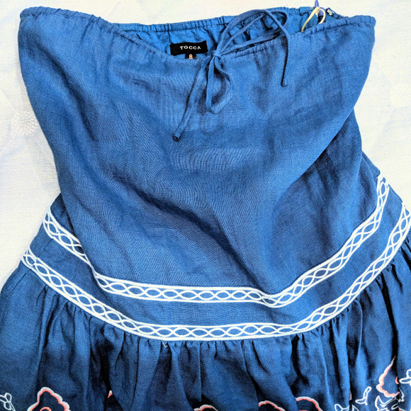 TOCCA Blue Strapless Dress Sz 6 - Picture 5 of 5